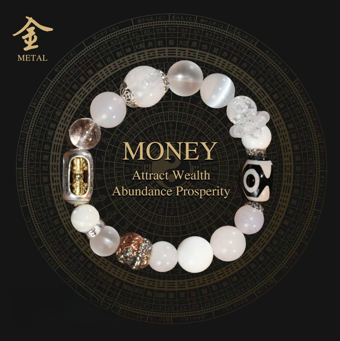 Metal Crystal Bracelet for Wealth & Protection